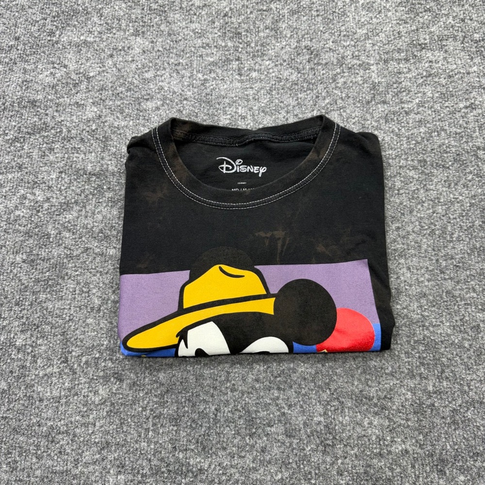 Disney Mickey Mouse Hiking Graphic Tee Black Acid Wash Men Medium Mad Engine - Picture 7 of 7